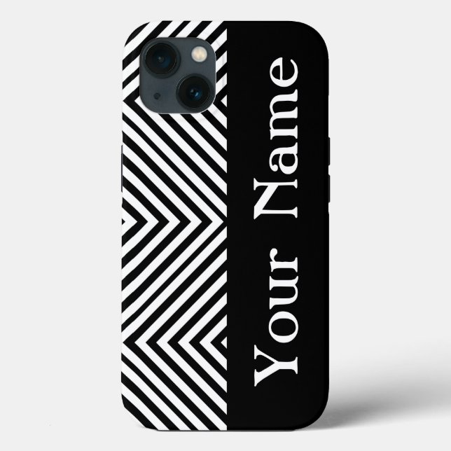 Coques Case-Mate iPhone Chevron Diamant Noir avec nom @ Emporiomoffa (Verso)