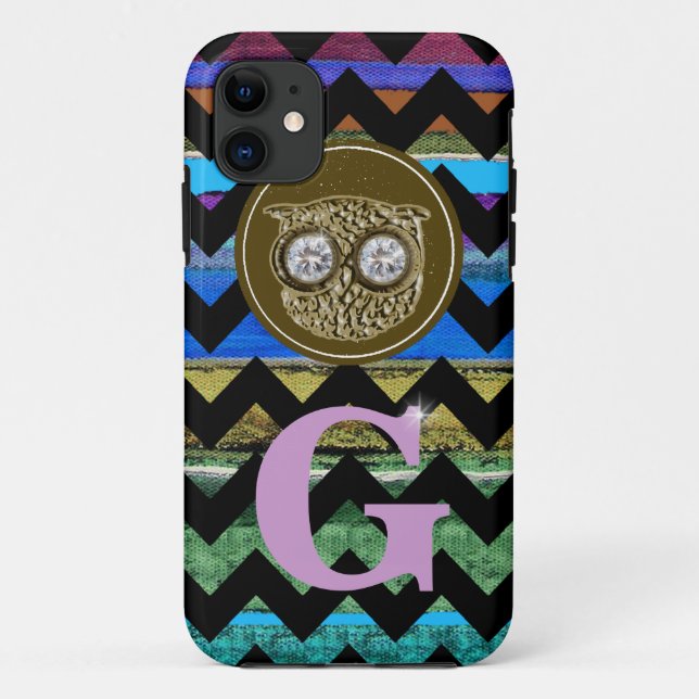 Coques Case-Mate iPhone chevron et rayures de chouette (Dos)
