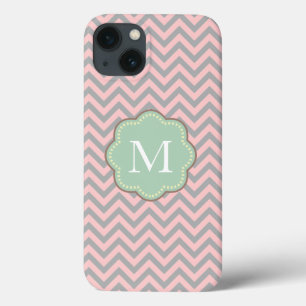 iPhone 13 Case Chevron gris et rose