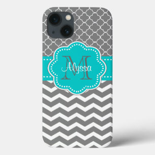 Etui iPhone Case-Mate Chevron gris-foncé et bleu personnalisé