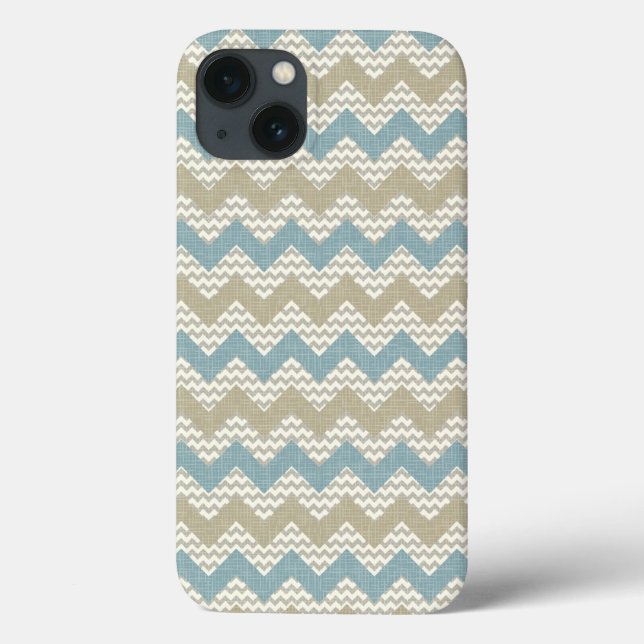 Coques Case-Mate iPhone Chevron motif sur texture de lin (Verso)