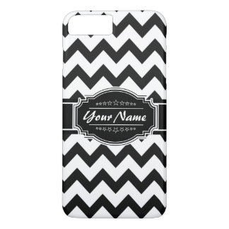 Coques Pour iPhone Chevron noir et blanc Nom personnalisé