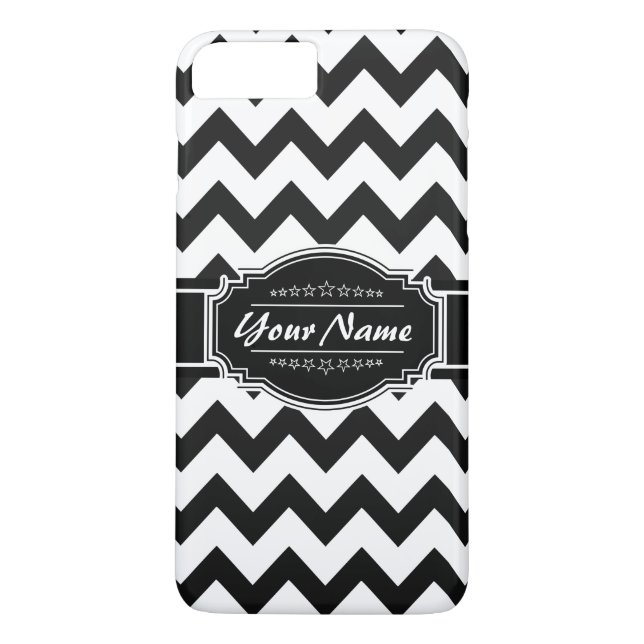 Coques Case-Mate iPhone Chevron noir et blanc Nom personnalisé (Dos)
