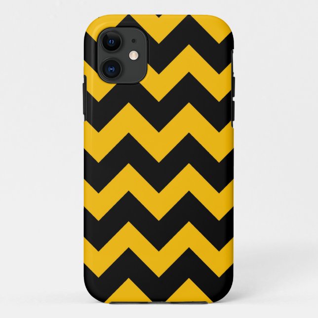 Coques Case-Mate iPhone Chevron noir et jaune Motif Zigzap (Dos)