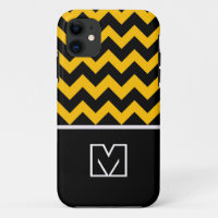Chevron noir et jaune Zigzag. Monogramme personnal