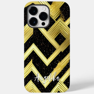 Coque Case-Mate iPhone Chevron Noir et Or Nom personnalisé