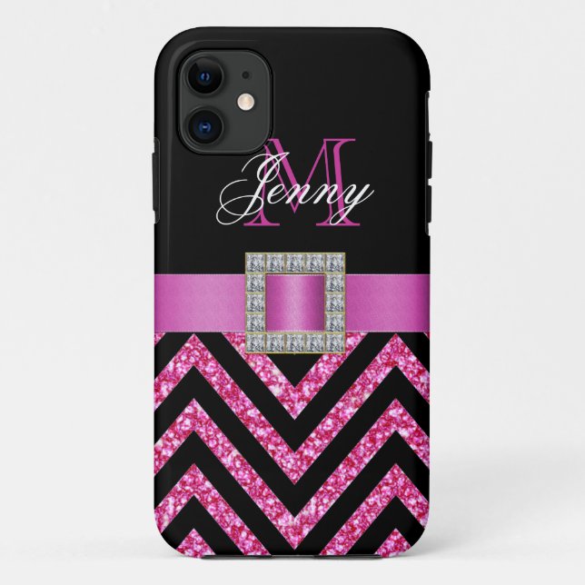 COQUES Case-Mate iPhone CHEVRON NOIR ROSE CHAUD PARTIES SCINTILLANT FILLE (Dos)