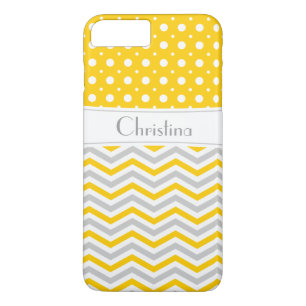 Coque Case-Mate Pour iPhone Chevron & pois modernes jaune, gris, blanc