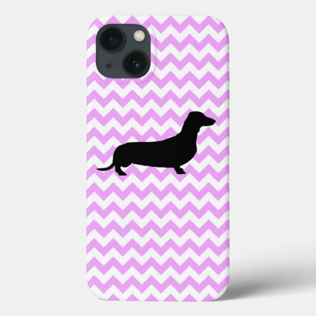 Coques Case-Mate iPhone Chevron Rose Avec Silhouette Dachshund (Verso)