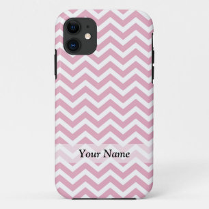 Coque iPhone 11 chevron rose et blanc
