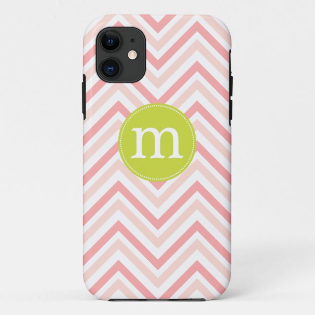 Coques Case-Mate iPhone Chevron rose et blanc moderne personnalisé (Dos)