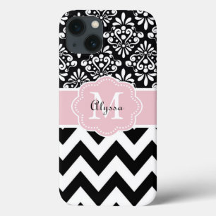 Coque Case-Mate iPhone Chevron rose noir personnalisé