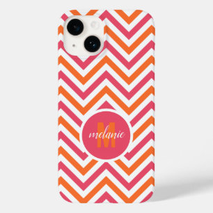 Coque Case-Mate iPhone Chevron rose orange personnalisé
