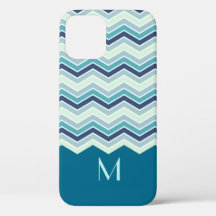 Chevron turquoise moderne barre le monogramme
