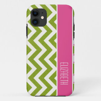 Etui iPhone Case-Mate Chevron vert clair, rayure rose