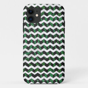 Coques Pour iPhone Chevron Zebra noir et vert