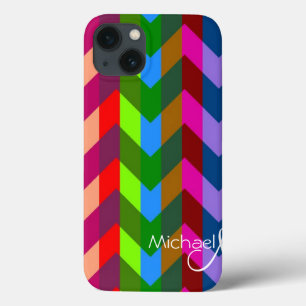 Etui iPhone 13 Chevron Zigzag personnalisé Monogramme 3