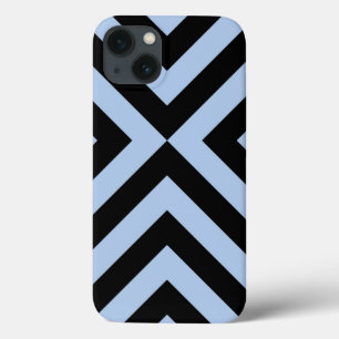 Etui iPhone 13 Chevrons bleu-clair et noirs