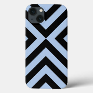 iPhone 13 Case Chevrons bleu-clair et noirs audacieux