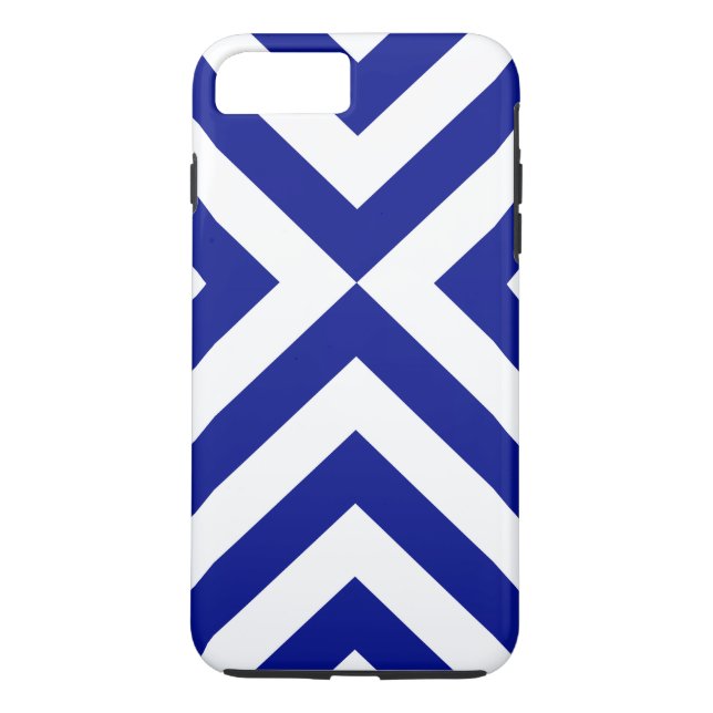 Coques Case-Mate iPhone Chevrons bleu-foncé et blancs (Dos)
