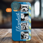 Coque Pour iPhone 14 Plus Chevrons Colorés Lumineux Instagram Photo Collage<br><div class="desc">Une excellente façon d'afficher vos photos carrés à partir de votre compte en ligne. Un design amusant zig zag stripe souligne les photos.</div>