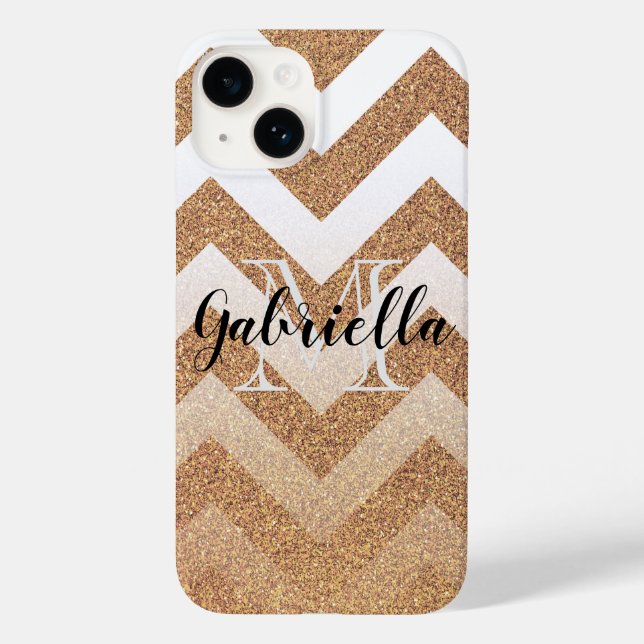 Coques Case-Mate iPhone Chevrons de Parties scintillant d'or (Verso)
