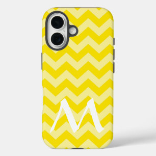 Coque Pour iPhone 16 Chevrons d'humeur jaune or marocain avec Monogramm