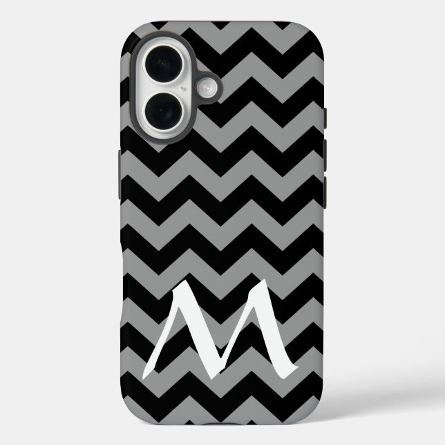 Coques Case-Mate iPhone Chevrons d'humeur marocaine noire avec Monogramme (Verso)