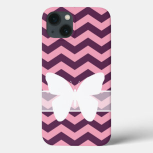 Etui iPhone 13 Chevrons d'orchidée pourpre congelé avec papillon