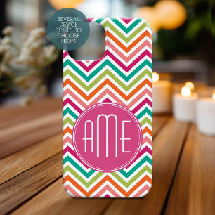 Coque Case-Mate iPhone Chevrons lumineux colorés avec Monogramme personna