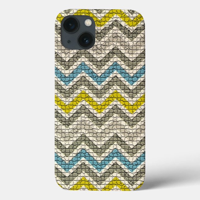 COQUES Case-Mate iPhone CHEVRONS MOSAÏQUES BLANCS JAUNES BLEUS (Verso)