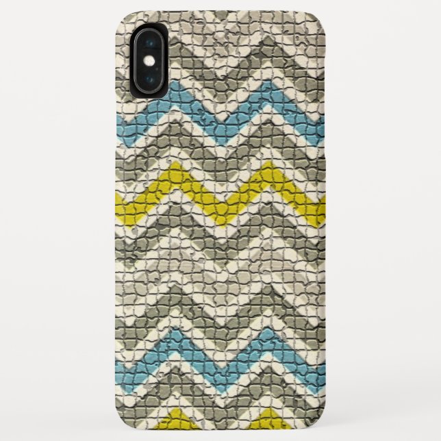 COQUES Case-Mate iPhone CHEVRONS MOSAÏQUES BLANCS JAUNES BLEUS (Dos)