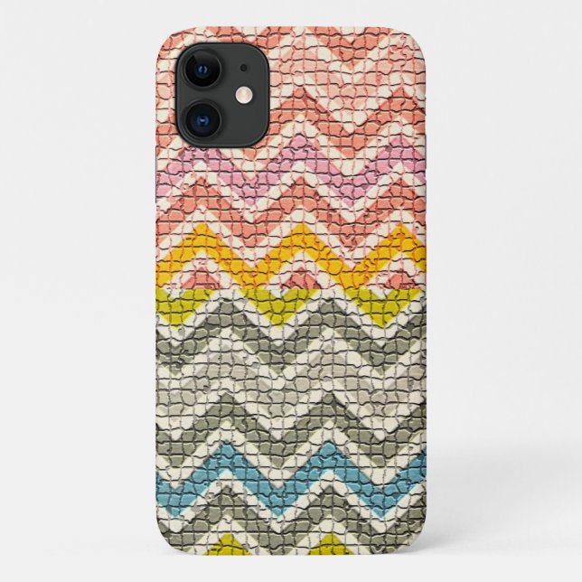 COQUES Case-Mate iPhone CHEVRONS MOSAÏQUES BLANCS ROSE JAUNES BLEUS (Dos)