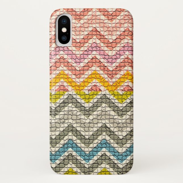 COQUES Case-Mate iPhone CHEVRONS MOSAÏQUES BLANCS ROSE JAUNES BLEUS (Dos)