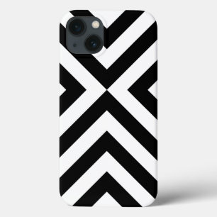 iPhone 13 Coque Chevrons noirs et blancs audacieux