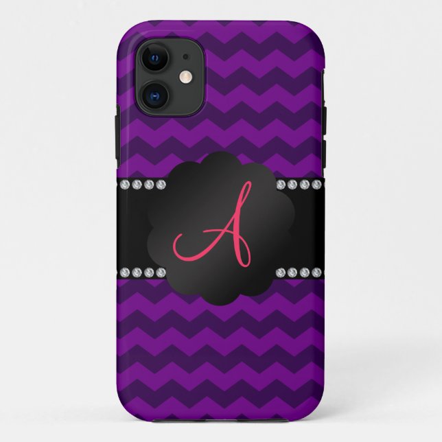 Coques Case-Mate iPhone chevrons violets monogrammes (Dos)