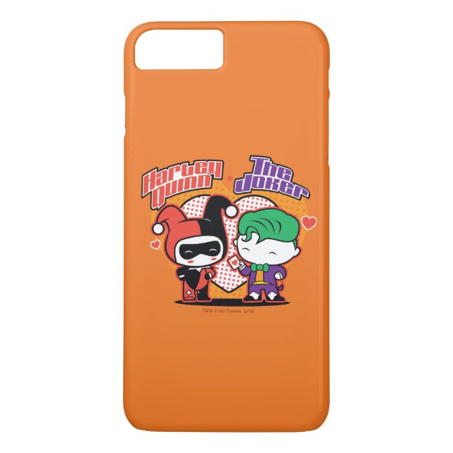 Coques Case-Mate iPhone Chibi Harley Quinn & Chibi Joker Coeurs (Dos)
