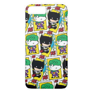 Coque iPhone 8 Plus/7 Plus Chibi Joker et Batman Motif de cartes de jeu