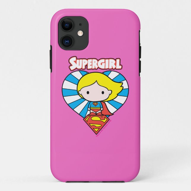 Coques Case-Mate iPhone Chibi Supergirl Starburst Coeur et logo (Dos)