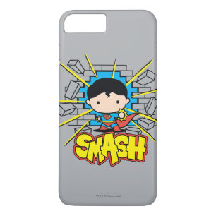 Coque iPhone 7 Plus Chibi Superman Frappant À Travers Un Mur De Brique