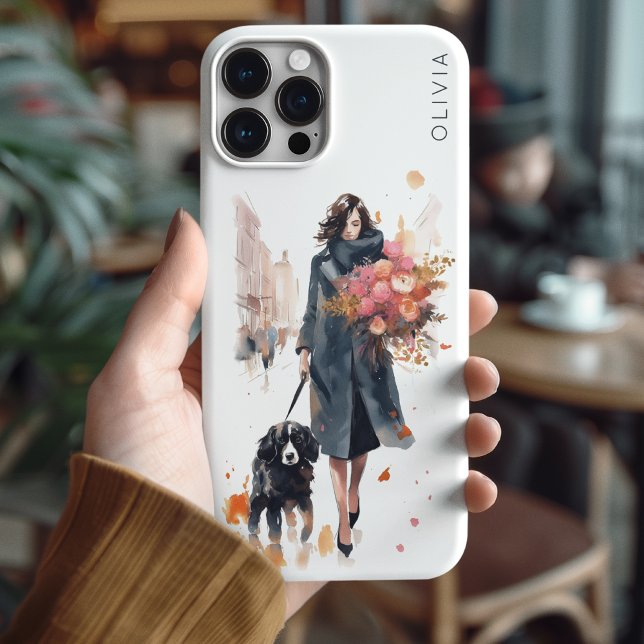 Coques Case-Mate iPhone Chic Amoureux des chiens Floral (Créateur téléchargé)