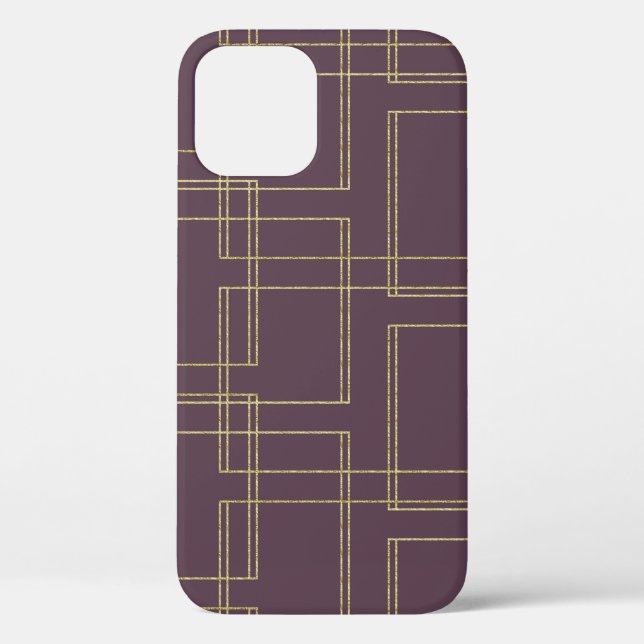 Coques Case-Mate iPhone Chic Berry Mauve & Gold Glam géométrique (Verso)