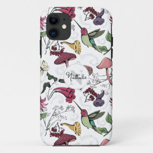 Case-Mate iPhone Case Chic blanc & feminine Hummingbird Garden Monogramm