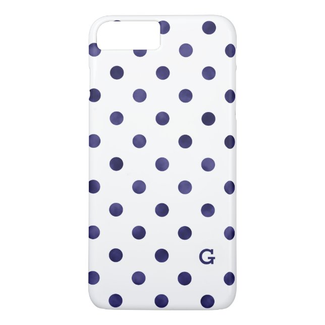 Coques Case-Mate iPhone Chic bleu et blanc motif monogramme (Dos)