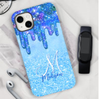 Chic bleu glace ombre parties scintillant gouttes 