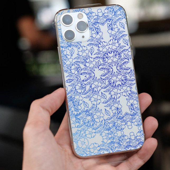 Coques Case-Mate iPhone Chic Blue Flower unique esthétique motif tourbillo (Créateur téléchargé)