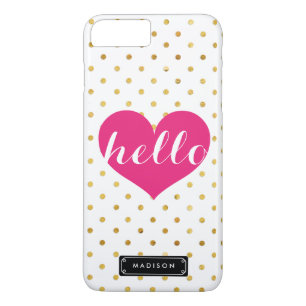Coque Case-Mate Pour iPhone Chic Bonjour Coeur rose Chaud Points d'or person