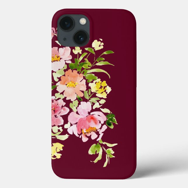 Coques Case-Mate iPhone Chic bordeaux aquarelle fleurs florales chic (Verso)