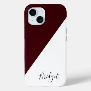 Coque Case-Mate iPhone chic bordeaux & blanc géométrique moderne