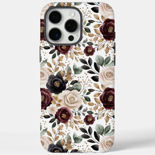 Coques Case-Mate iPhone Chic bordeaux crème floral   (Verso)